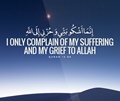 I only complain of my suffering and my grief to Allah - Quran 12-86