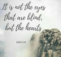 It is not the eyes that are blind, but the hearts - Quran 22-46