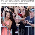 This lady comes from generation who enjoy moment