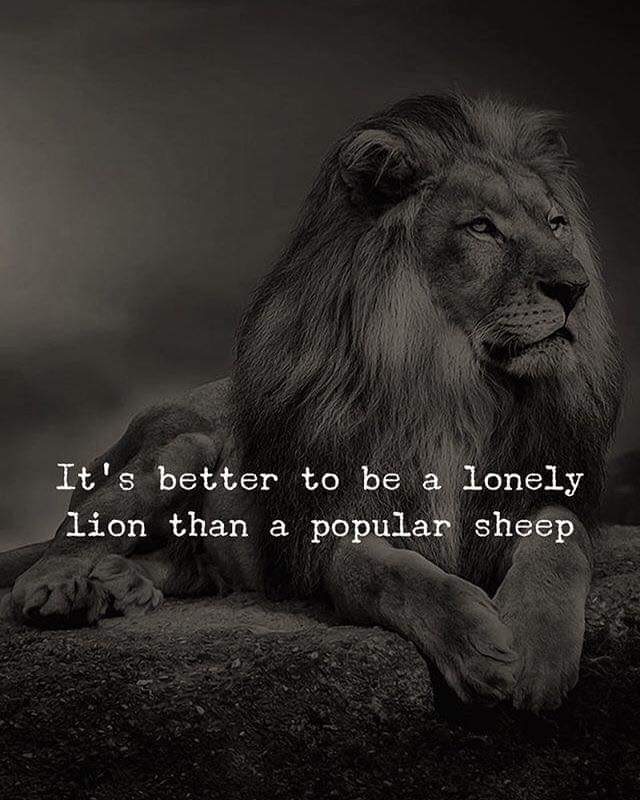 Its better to be lonely lion than a popular sheep