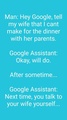 Google assitant and Wife parent dinner