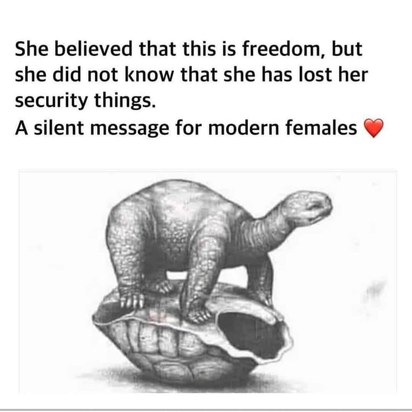 She believed that this is freedom but she did not know that she has lost her security