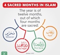 Four sacred months in Islam - Rajab - Dhul Qada - Dhul Hijjah - Muharram - Bukhari 3197