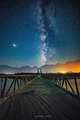 Milkyway and planet Mars shining over Kuardo Bridge in Skardu- Gilgit Baltistan - Pakistan