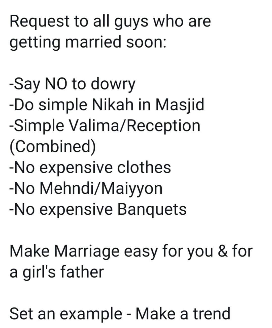 Marriage guidelines