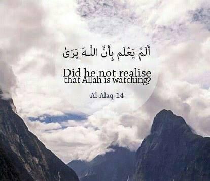Did he not realise that Allah is watching - Quran Al Alaq-14