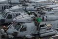 MH-60R Sea Hawk helicopters on the flight deck of the aircraft carrier USS Ronald Reagan -CVN-76-