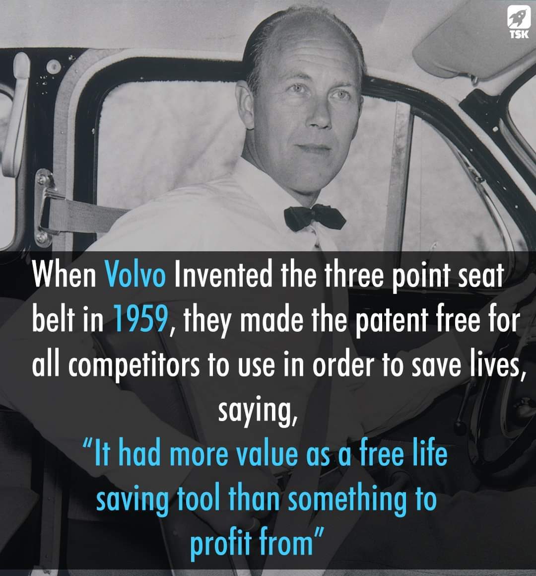 Volvo patent for three point seat belt