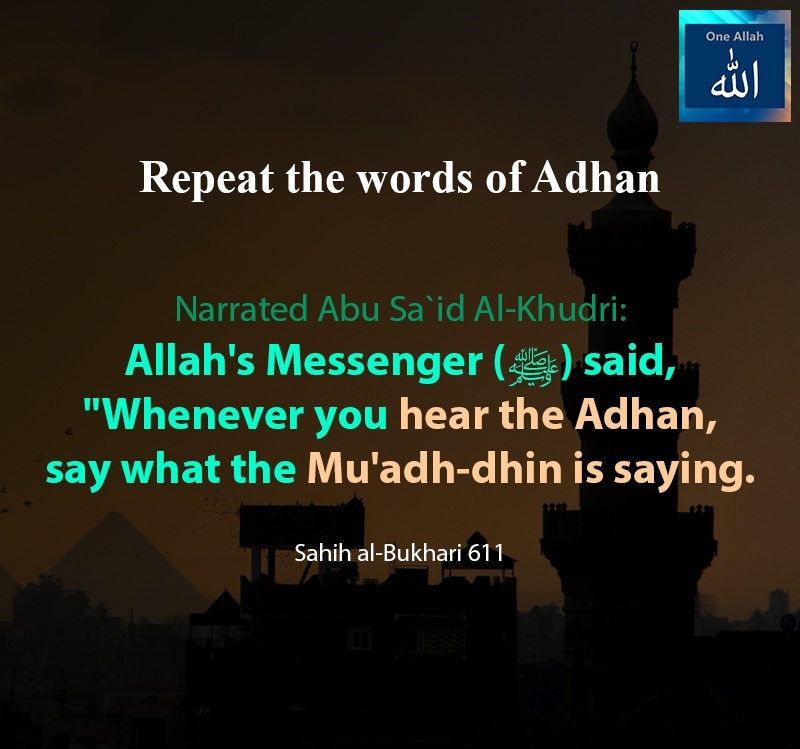 Repeat the words of Adhan whenever you hear the Adhan - Sahih al Bukhari - 611