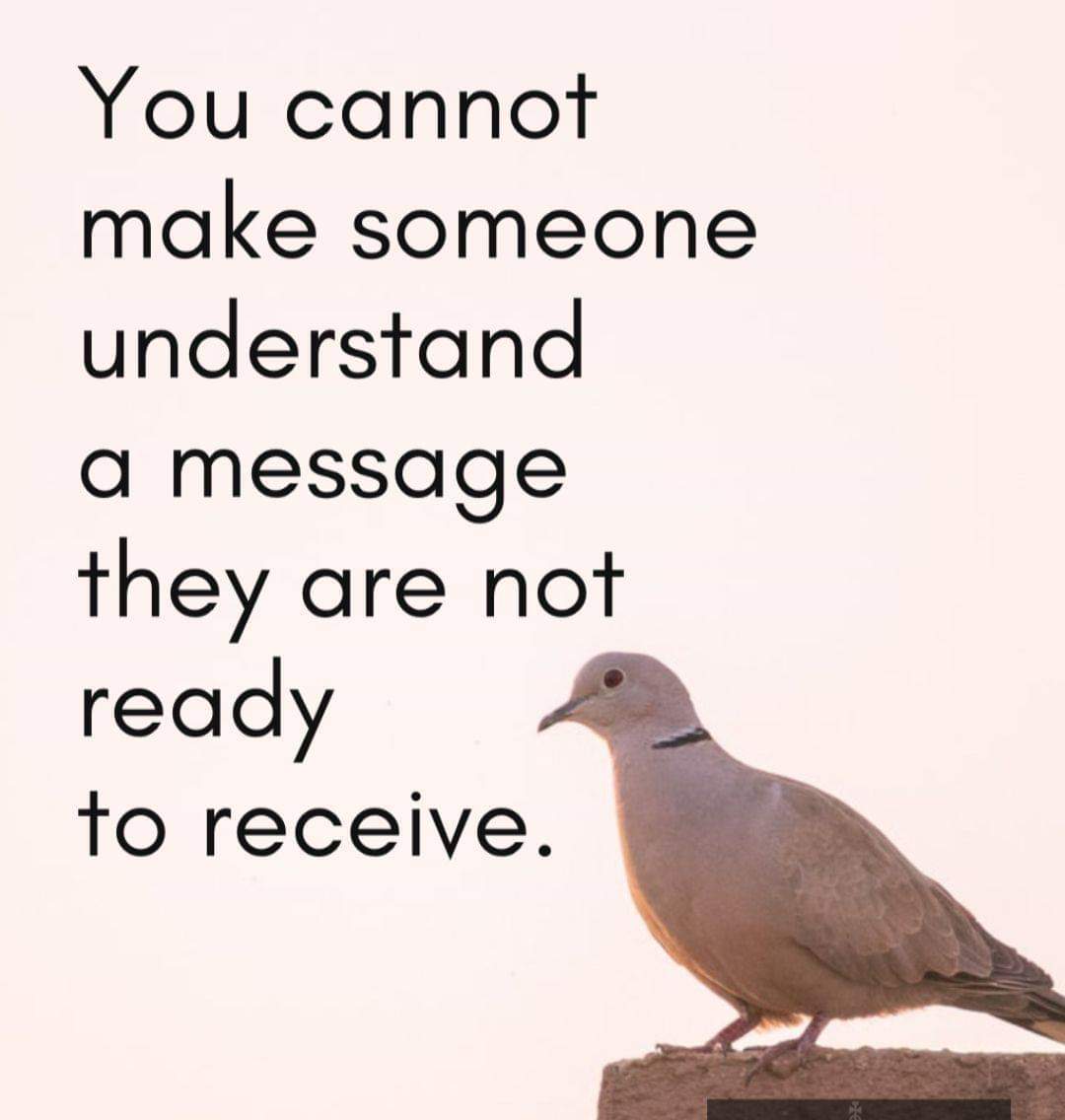 You canot make someone understand a message they are not ready to receive