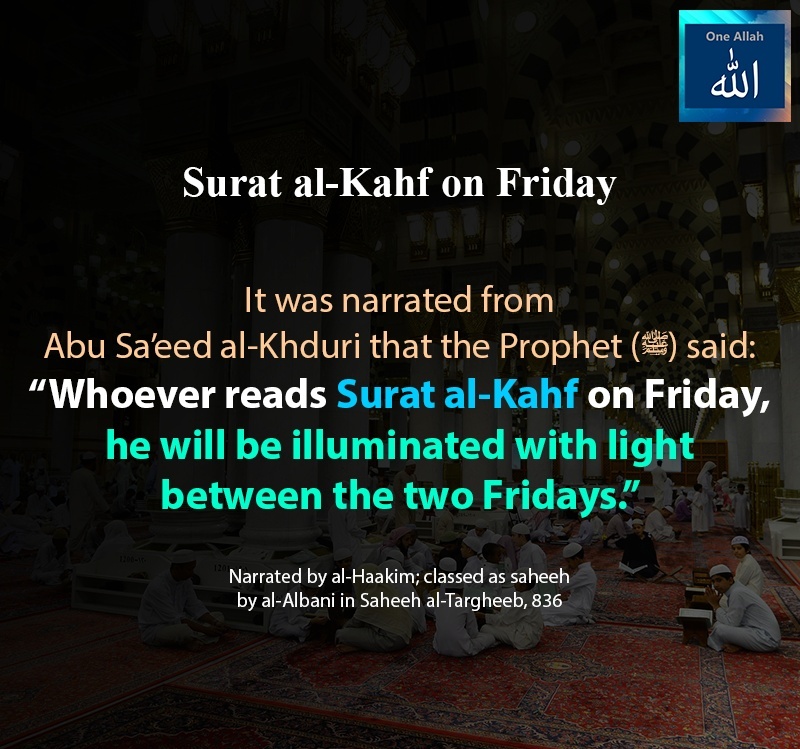 Reading Surah Kahf on Friday - Hadith - Saheeh al Targheeb - 836